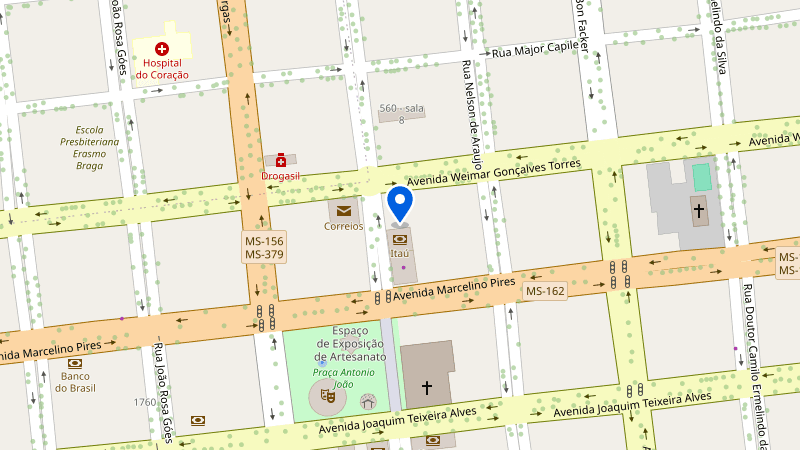 Mapa do entorno com a Salas Flex marcada, na Rua João Cândido da Câmara, 560